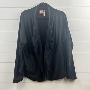 Indygena black wrap style sweatshirt size xl snap close open cardigan